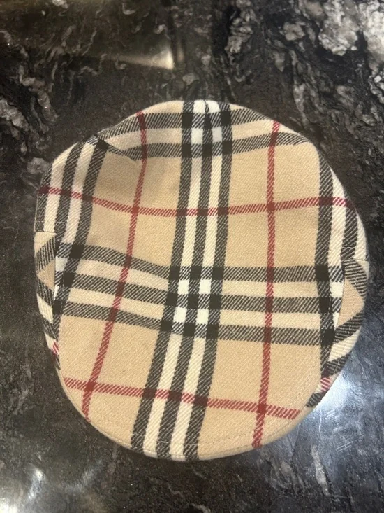 Burberry Beige Tartan Cap / hat with Black and Red Accents - Picture 1 of 3